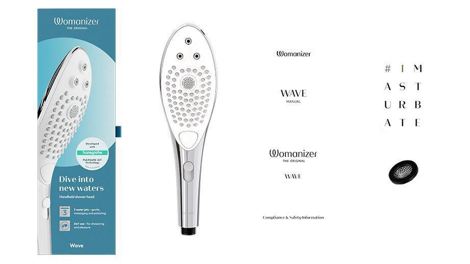 Насадка-стимулятор для душу 2в1 Womanizer Wave Chrome, масажер для інтимних зон Sex Aura Київ - фото 5