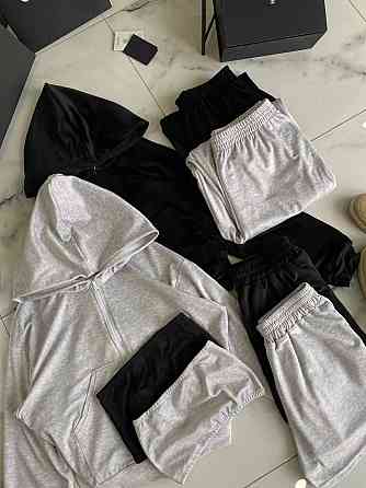 Жіночий прогулянковий костюм четверка: худі, топ, шорти та штани турецький велюр спорт Меланж Одеса
