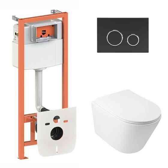 Готовое решение Qtap для ванной комнаты: подвесной унитаз Swan Ultra Quiet 485x360x320 + комплект инсталляции Nest 4 в 1 (круглая Киев