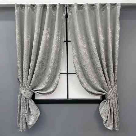 Комплект коротких штор VR-Textil Льон мармур Pavliani VO № 1714ш Сірий 130х170 см 2 шт (35-0340) Київ
