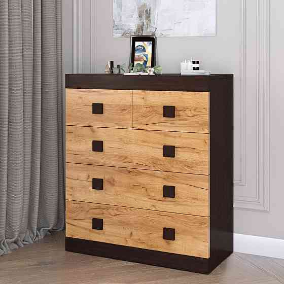 Комод для речей Еверест на 5 ящиків Соната-3 80х38х94 венге темний + дуб крафт золотий (DTM-2032) Львів