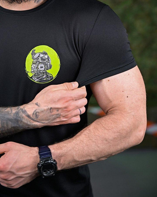 Тактическая потоотводящая футболка принт черная мужская Солдат 50 Одесса - изображение 8