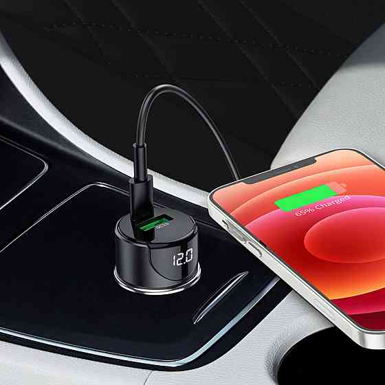 Автомобільний зарядний пристрій HOCO Z42 Light road dual port digital display PD20W+QC3.0 car charger Metal Gray Київ