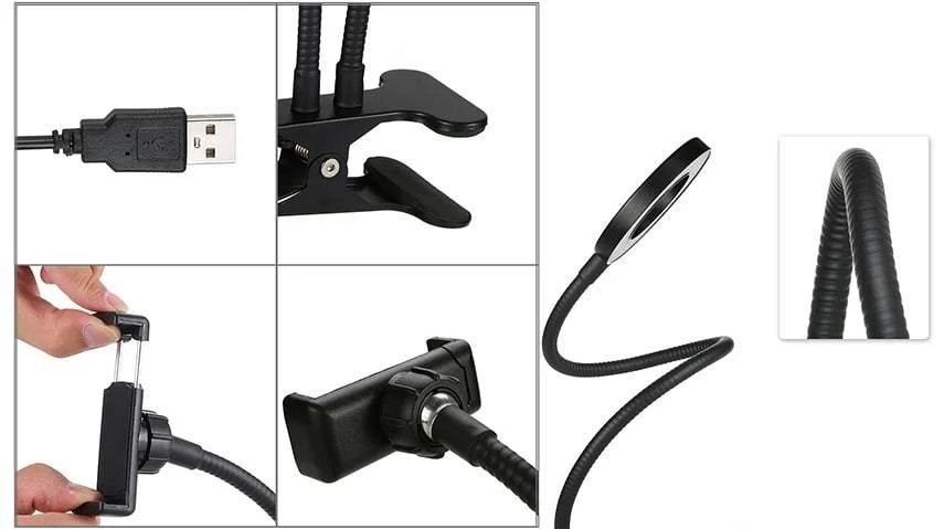 Тримач для телефона з LED-підсвіткою Professional Live Stream на прищіпці. Одеса - фото 3