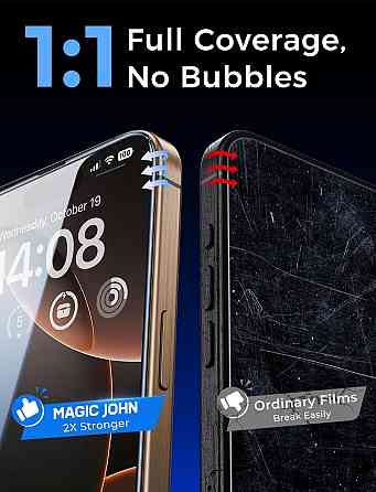 Захисне скло MAGIC JOHN iPhone 16 Pro 6.3" Прозоре 2 шт 9H HD без бульбашок автоочищення пилу олеофобне Київ