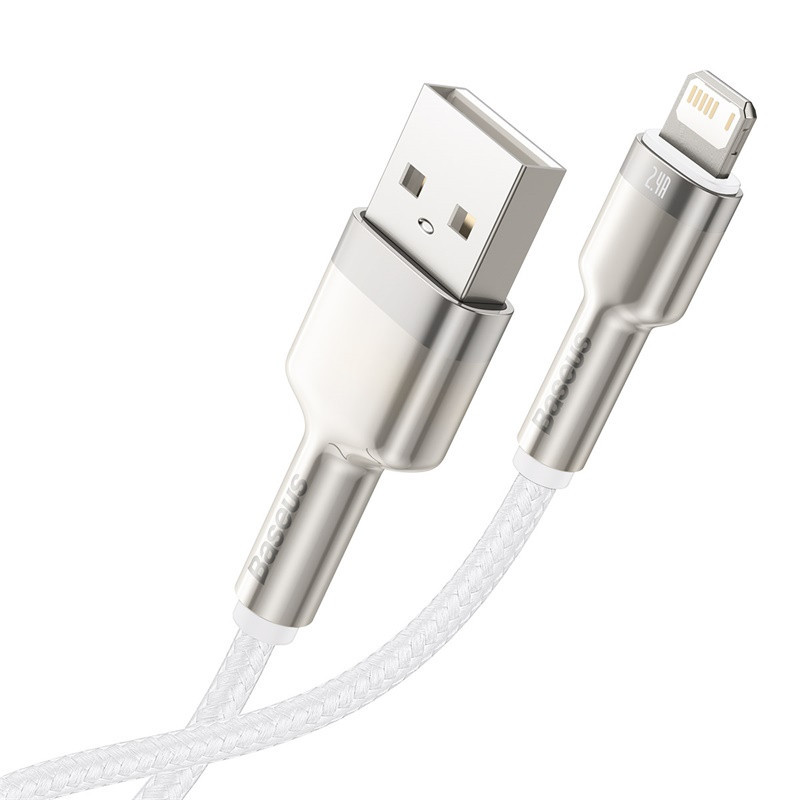 Кабель Baseus Cafule Series Metal Data Cable USB to IP 2.4A 2m White Одеса - фото 4