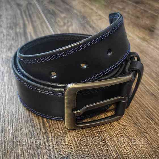Стильный широкий мужской кожаный ремень черного цвета 40мм ST Leather Киев