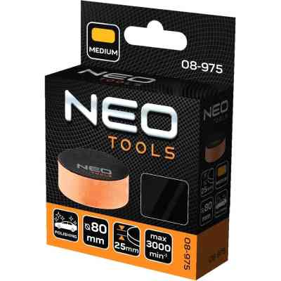 Диск полірувальний Neo Tools полірувальний, губка середня, на липучці, 80x25мм (08-975) Вінниця