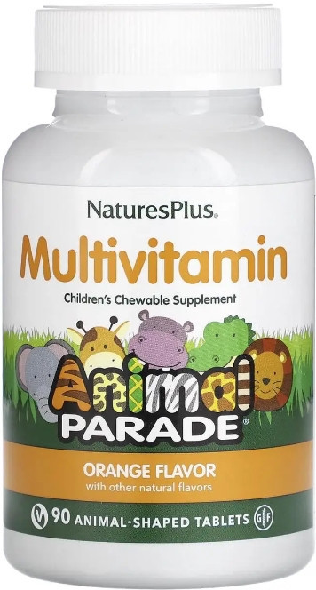 Вітаміни та мінерали для дітей Nature's Plus Animal Parade, 90 жувальних таблеток (апельсин) Київ - фото 1