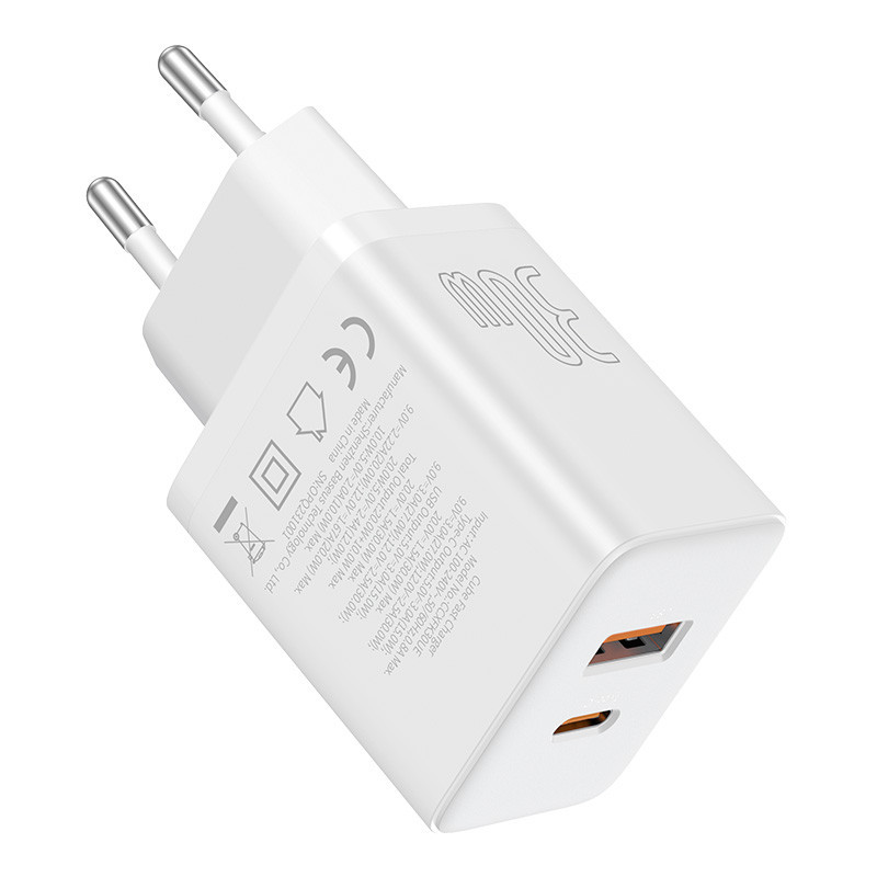 Мережевий зарядний пристрій Baseus Cube Fast Charger C+U 30W EU Moon White P10111404213-00 Одеса - фото 6