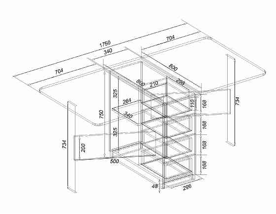 Стол-тумба №5 Комби, Самоа Димчастий, 380х800х750 Львов