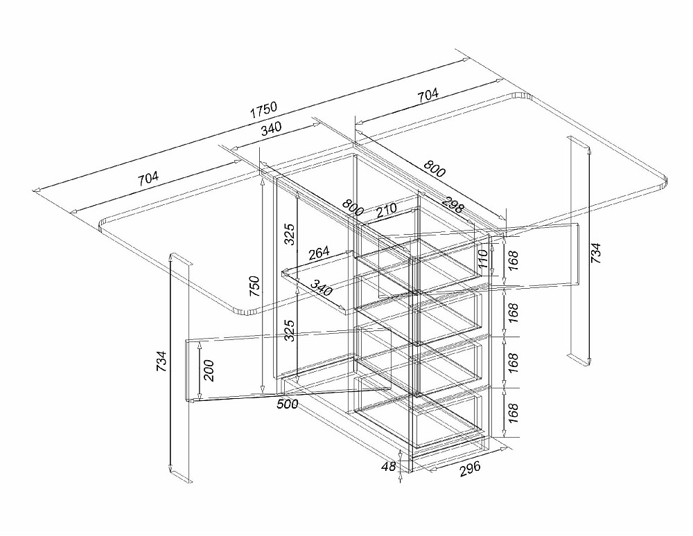 Стол-тумба №5 Комби, Самоа Димчастий, 380х800х750 Львов - изображение 2