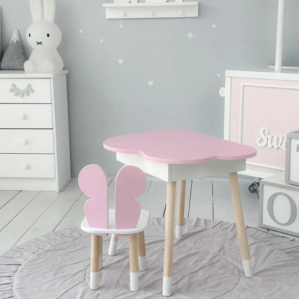 Дитячий стіл Хмара з нішою та стільчиком Метелик (Рожевий) Вінниця - фото 7