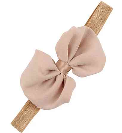 Детская повязка с шифоновым бантом one size бежевый Киев