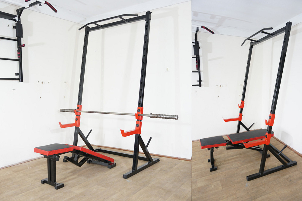 Скамья с отрицательным углом + Сыловие стойки с страховкой и турником Стойки, скамьи для жима и приседаний Киев - изображение 2