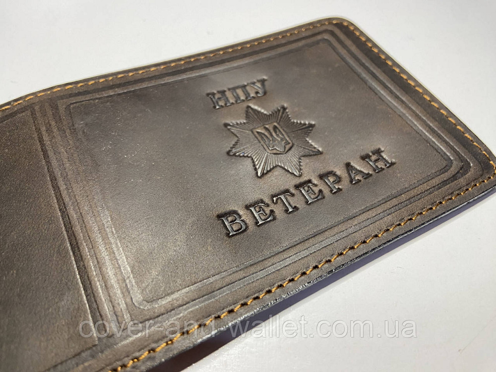 Кожаная обложка ветеран НПУ (Национальной полиции Украины) Киев - изображение 6