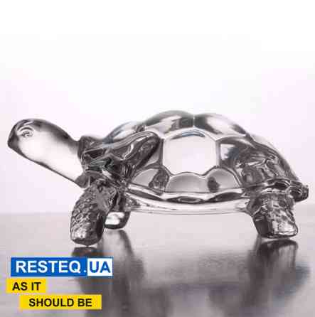 Стеклянная статуэтка Черепаха RESTEQ — интерьерная фигура талисман 21×15×9.5 см, прозрачный декор животное Киев