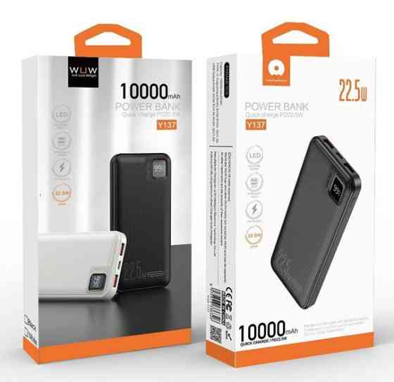 Павербанк 10000 mAh WUW Y137 PD22.5W быстрая зарядка power bank повербанк Одесса