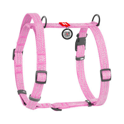 Шлея для собак WAUDOG Н-подібна Re-cotton з QR паспортом, світловідбивна M рожева (25927) Вінниця - фото 2