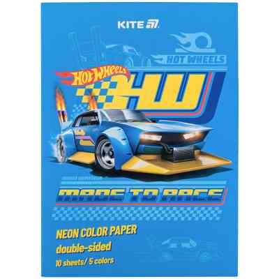 Цветная бумага Kite А4 неоновая Hot Wheels (10 листов/ 5 цветов) (HW24-252) Винница