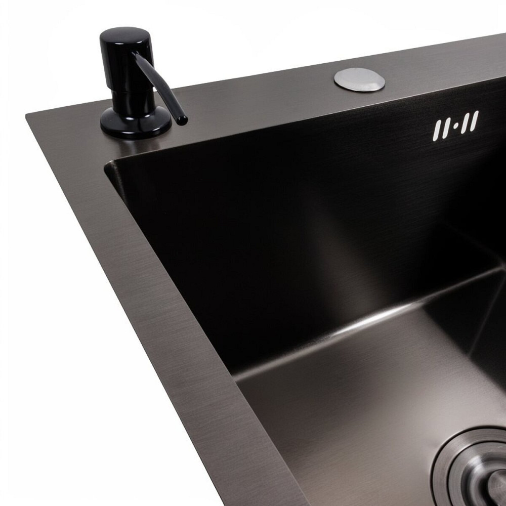 VALESO Кухонна мийка CM 65*50 L чорна PVD VALESO Handmade (круглий сифон 3,0/0,8) Коломия - фото 9