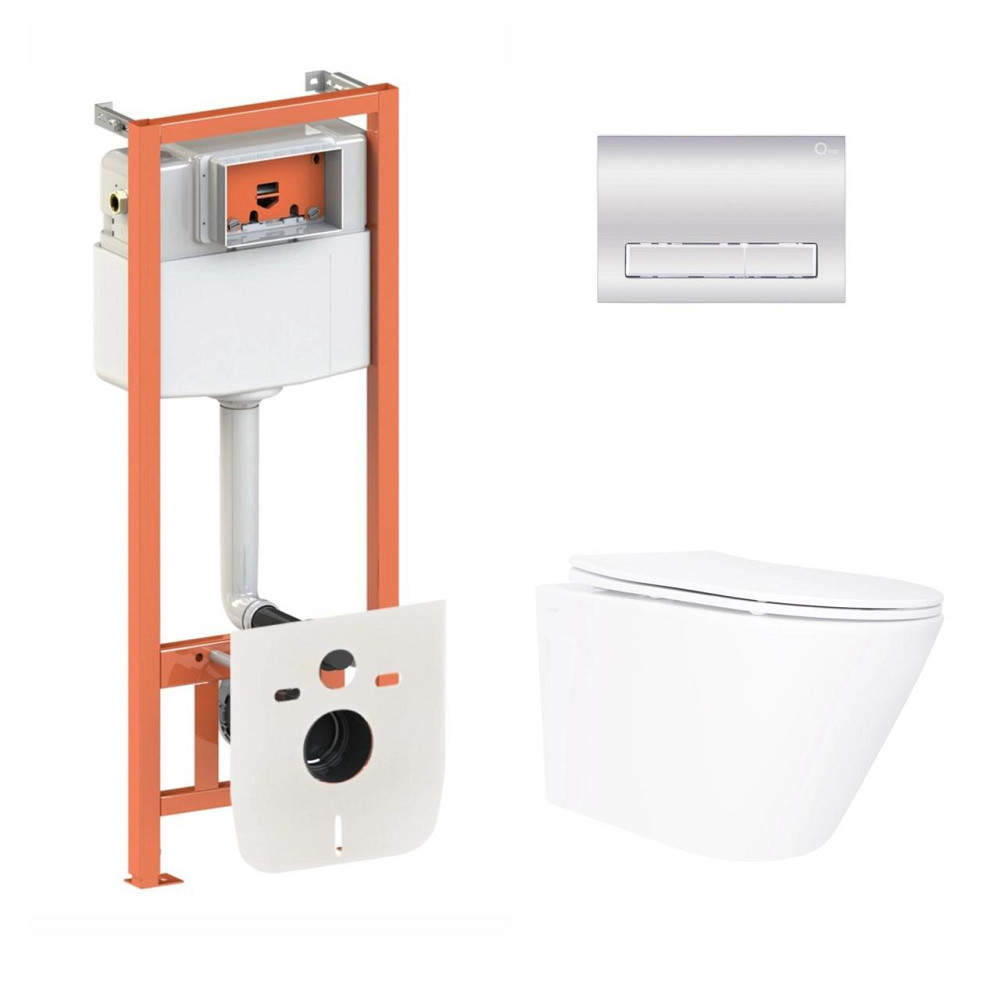 Готове рішення Qtap для ванної кімнати: підвісний унітаз Swan Ultra Quiet 520×360×320 + комплект інсталяції Nest 4 в 1 (лінійна Київ - фото 1