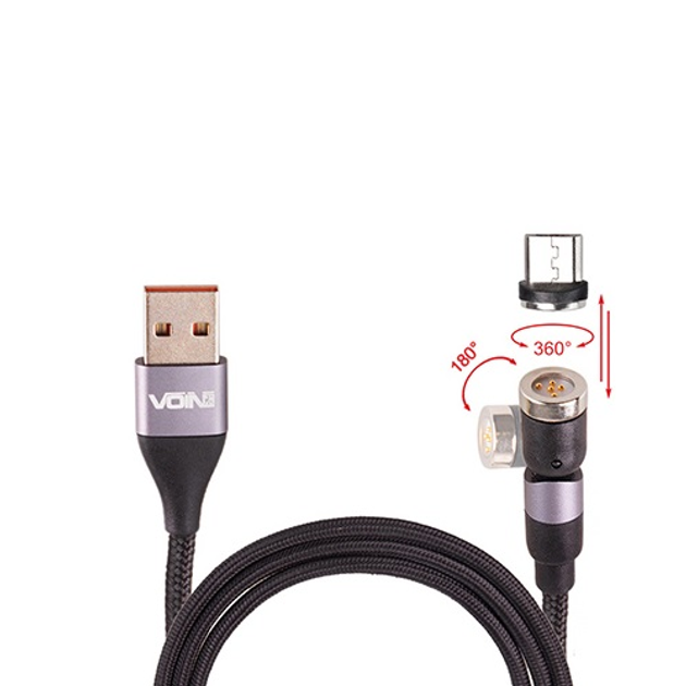 Кабель магнітний USB VL-6602С Type C 3A 2м шарнірний Харків - фото 1