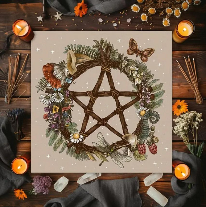 Алтарная скатерть для карт Таро и Рун. Скатерть для гадания 49*49 см. 