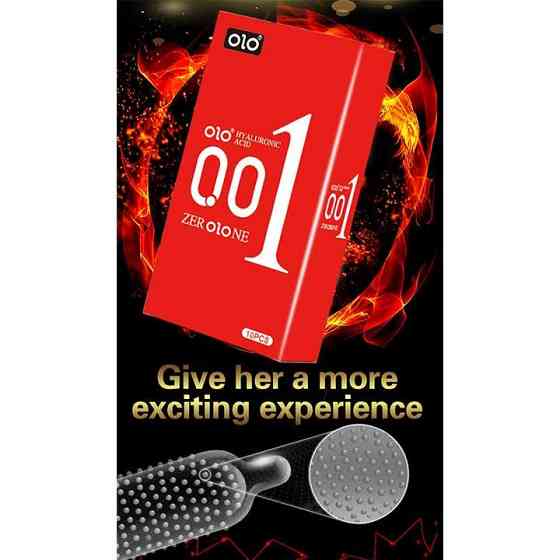 Презервативи Olo 0.01 RED Foil з пухирцями та гіалуроновим мастилом 10 шт. Вінниця