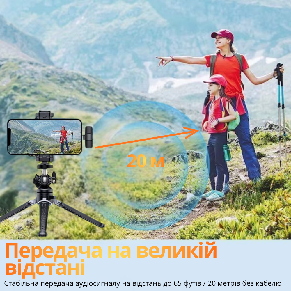 Микрофоны беспроводные петличные с шумоподавлением ONELEADER K9,подключение разъём Lighting для IPhone Кам'янець-Подільський - фото 6