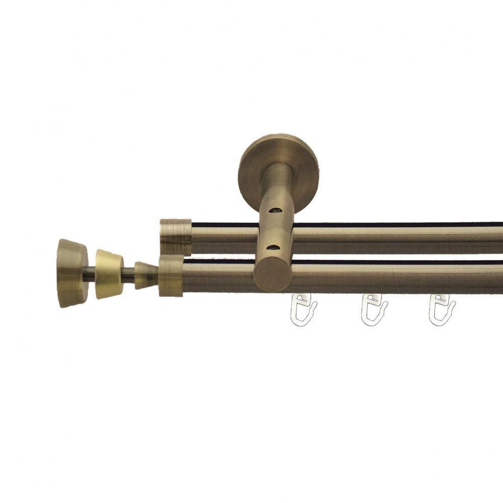 Карниз Orvit Піраміса металевий дворядний реверсивний профільна труба Антик 19\19 мм 160 см (7219395) Львів - фото 1