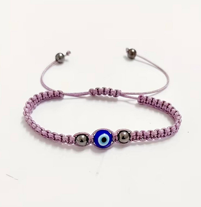 Браслет з оком від пристріту на шнурку, регульований браслет оберіг Київ - фото 1