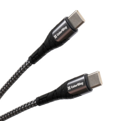 Дата кабель USB-C to USB-C 1.0m PD Fast Charging 65W 3А grey ColorWay (CW-CBPDCC040-GR) Вінниця - фото 1