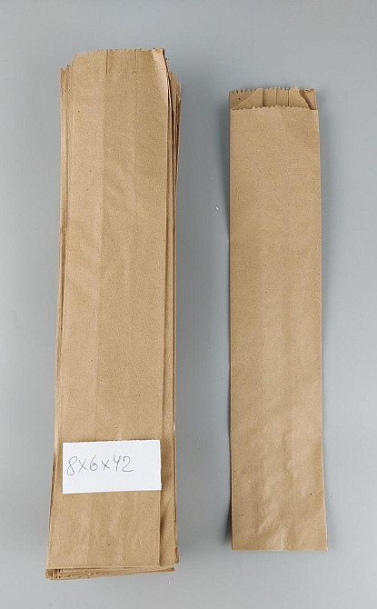 Пакет паперовий 8см 6*42см коричневий (1000 шт) Харків - фото 2