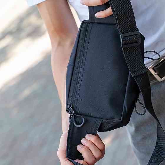 Чорна бананка без бренду, Чоловіча поясна бананка чорна, Сумка-бананка для речей Якісна сумка IE-43 Львів