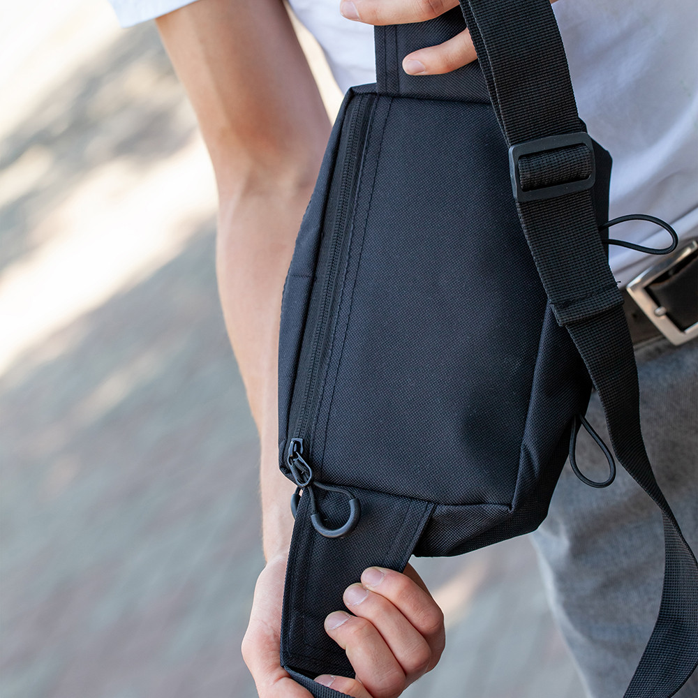 Чорна бананка без бренду, Чоловіча поясна бананка чорна, Сумка-бананка для речей Якісна сумка IE-43 Львів - фото 5