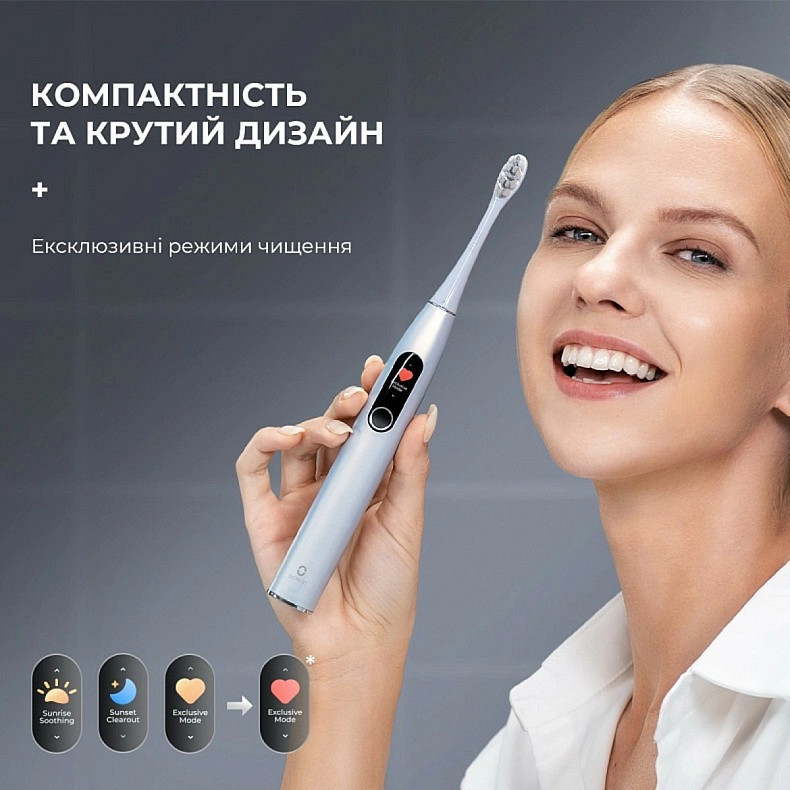 Розумна зубна електрощітка Oclean X Plus Pro Digital Silver (6970810556179) ( 11378 ) Харків - фото 14