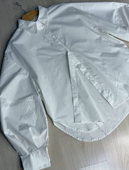 Рубашка женская Lan Lan 7503 оверсайз широкая длинная с пышным рукавом, белый, one size Киев - изображение 16