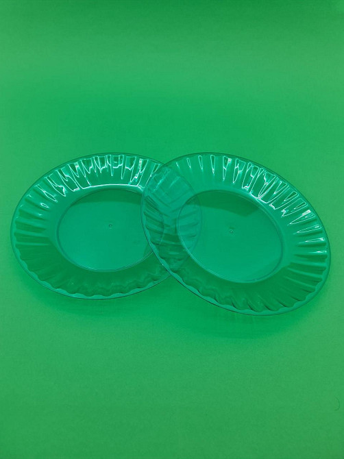 Одноразова тарілка склоподібна діаметр 205 мм зелена (10 шт.) Харків - фото 1