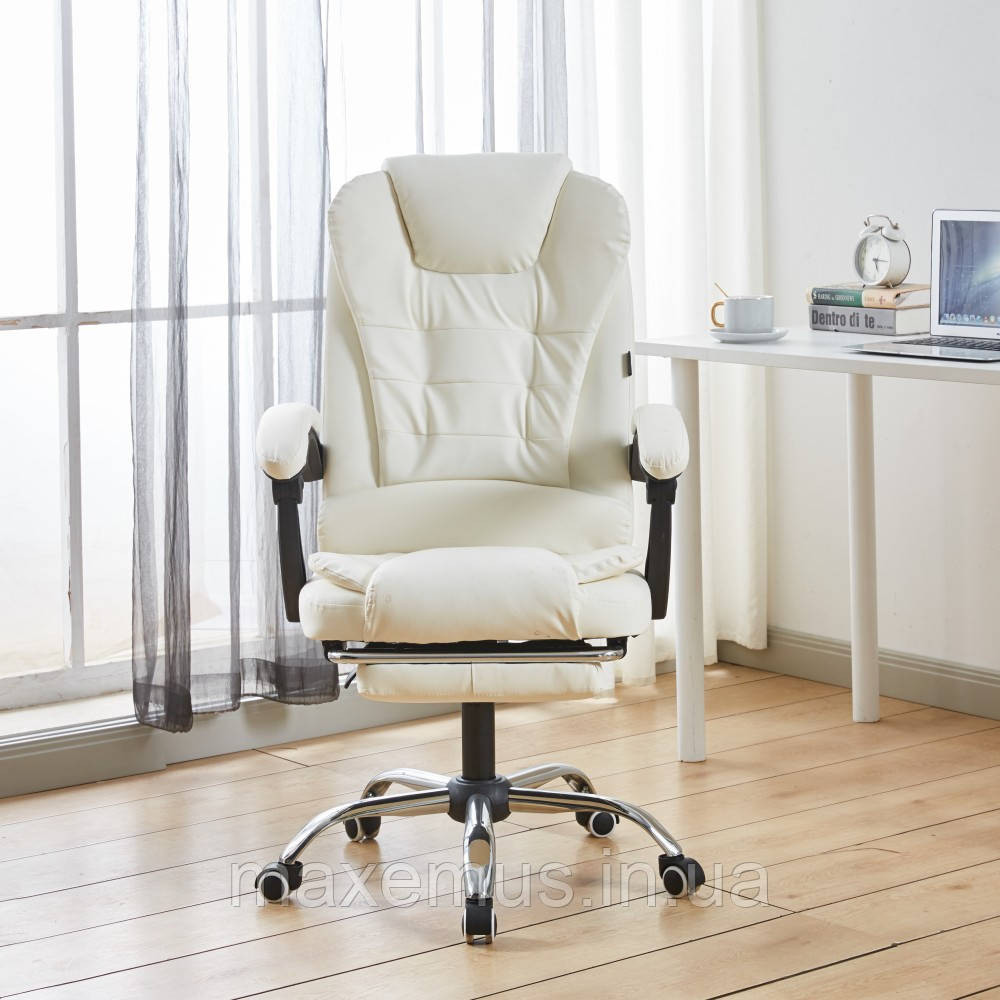 Офисное кресло с подставкой для ног Bonro BN-6071 кресло для офиса и персонала компьютерное белое Мостиска - изображение 2
