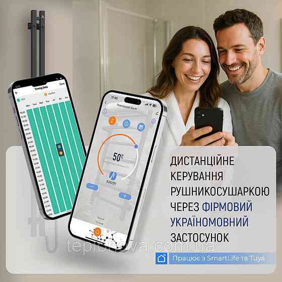 Сушарка для рушників електрична Navin Levante 450х1400 Sensor ліва з Wi-FI, білий оксамит Чернівці