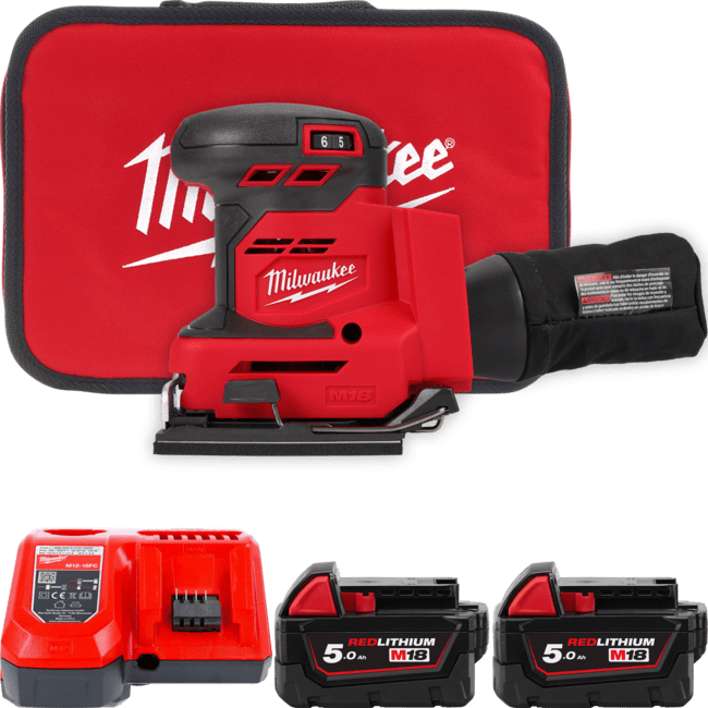 Машина шліфувальна вібраційна акумуляторна MILWAUKEE, M18 BQSS-502B (+зар.пр., 2 акум.Х5Аг, сумка) Одеса - фото 1