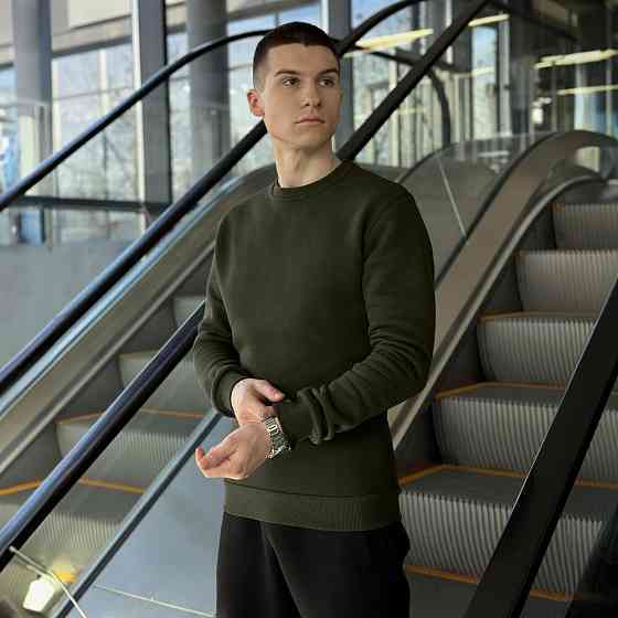 Світшот чоловічий зимовий темний хакі Pobedov 007 ЗИМА Київ