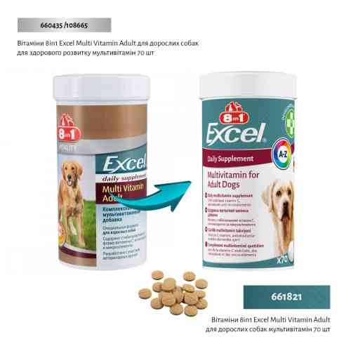 Витамины 8in1 Excel Multi Vitamin Adult для взрослых собак мультивитамин 70 шт Киев