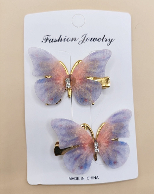 Комплект шпильок "Метелики" 2 шт. Фіолетовий Сміла - фото 1