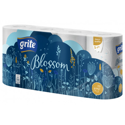 Туалетная бумага Grite Blossom 3 слоя 8 рулонов (4770023348675/4770023346749) Винница - изображение 1