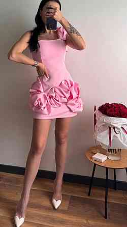 Женское праздничное мини платье с воланами костюмка барби. Розовый, 44/46 Одесса