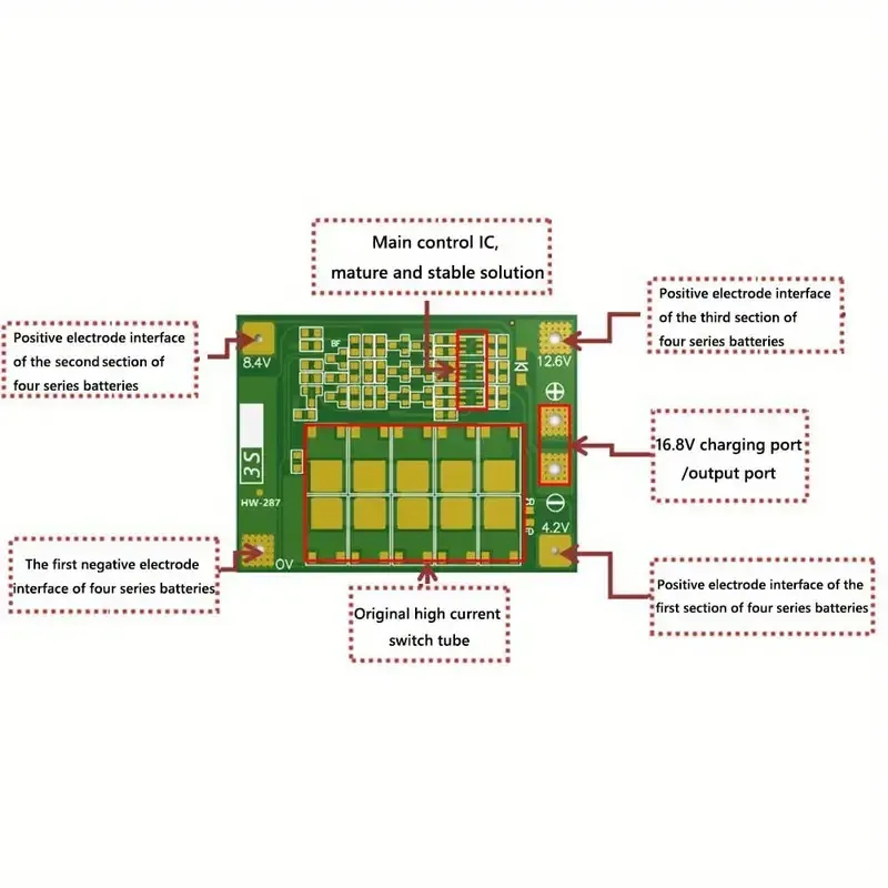 Контролер 4S 40A з балансиром для Li-ion акумуляторів 18650 Київ - фото 8
