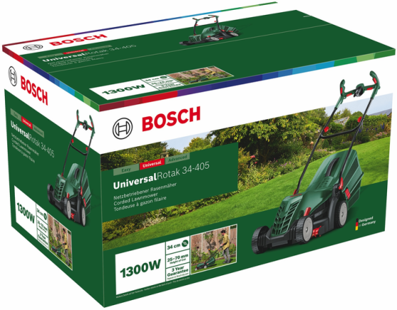 Потужна газонокосарка електрична Bosch UniversalRotak 34-405 : 1.3 кВт, ширина захвата 34 см (06008A6401) Київ