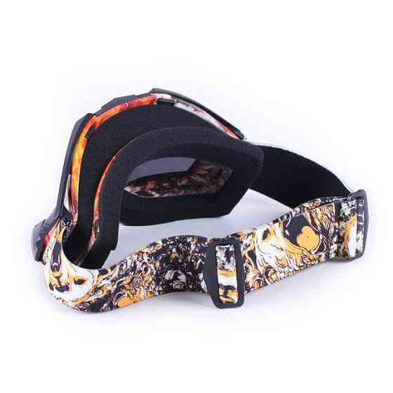 Мотоокуляри (скло хамелеон) без носа V009 акрил затемнене тактичні чорні, оправа з принтом Мукачево